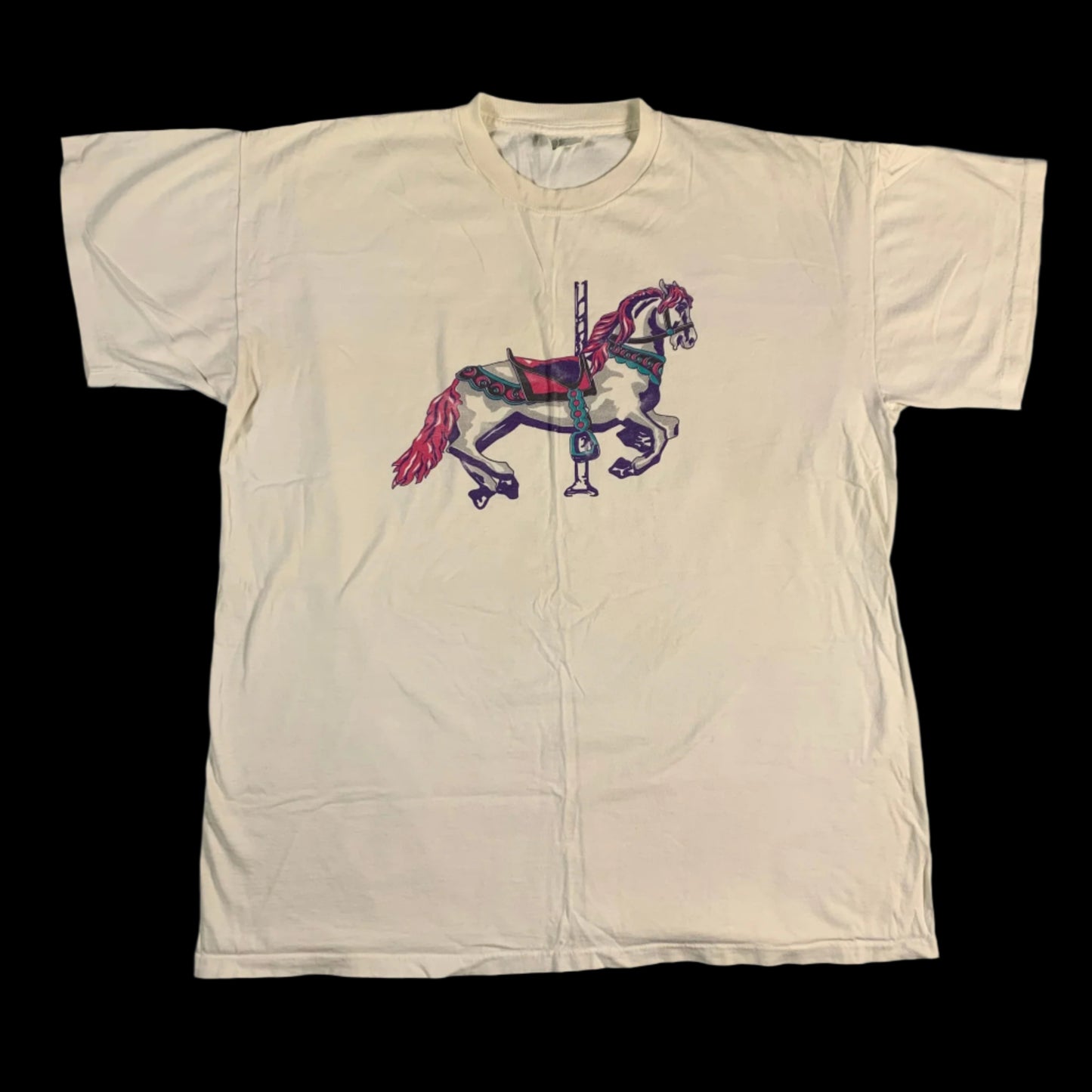 90s VTG carousel horse tee - size 2X/3XL