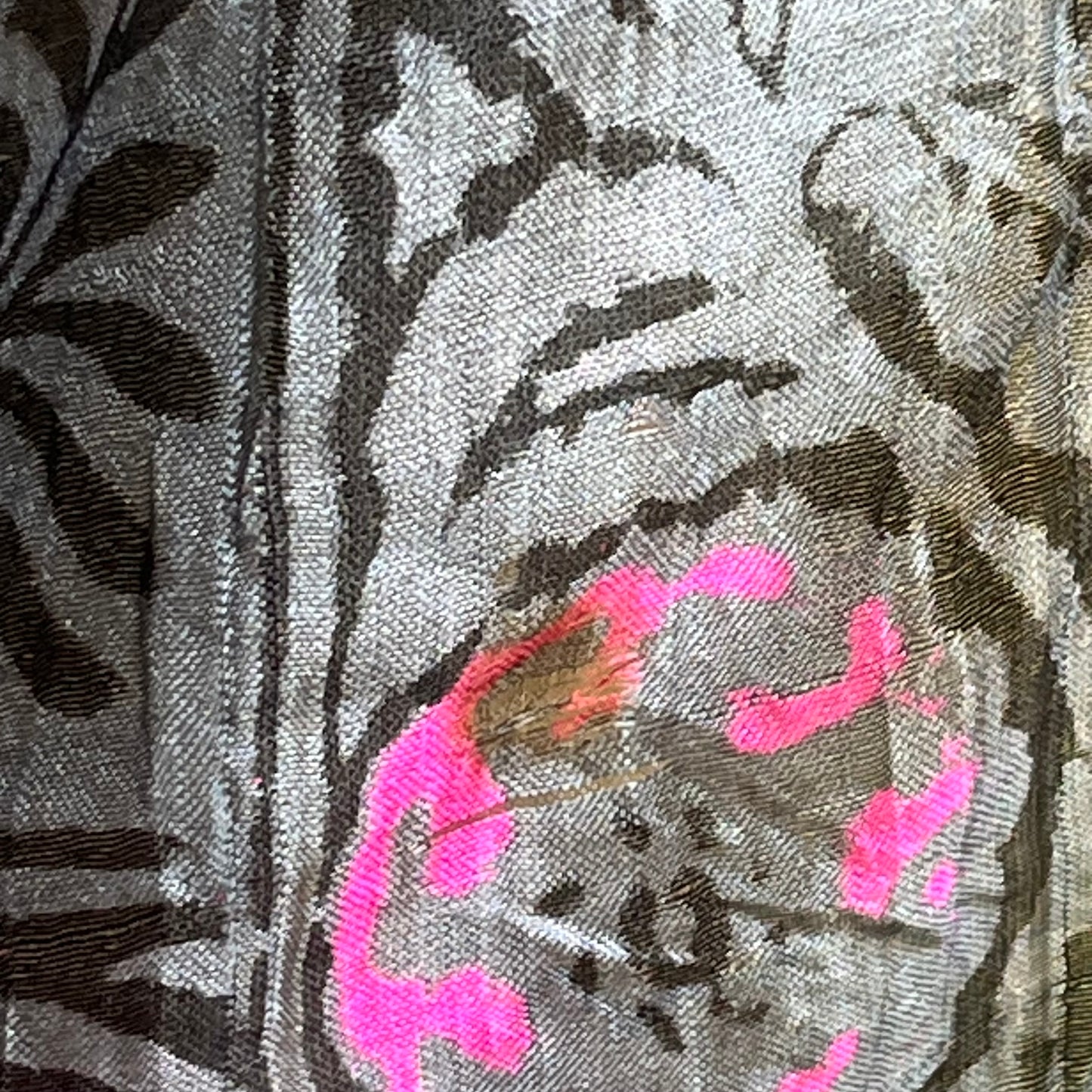 preloved woodblock print raw silk paisley scarf - O/S
