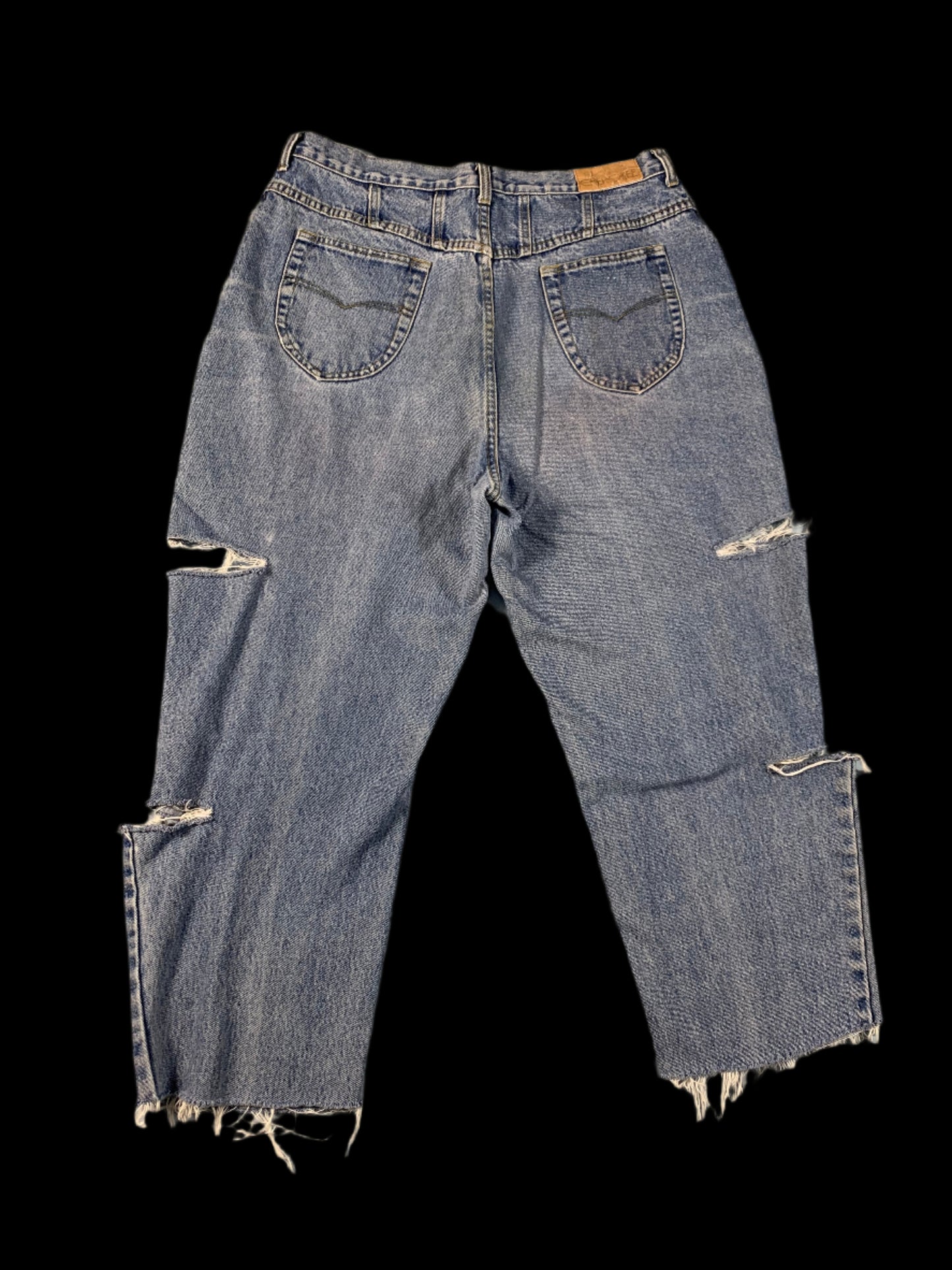 reworked distressed capri jeans - size 34
