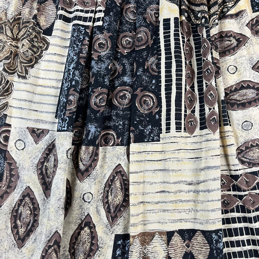 90s VTG rayon print skirt - L/XL