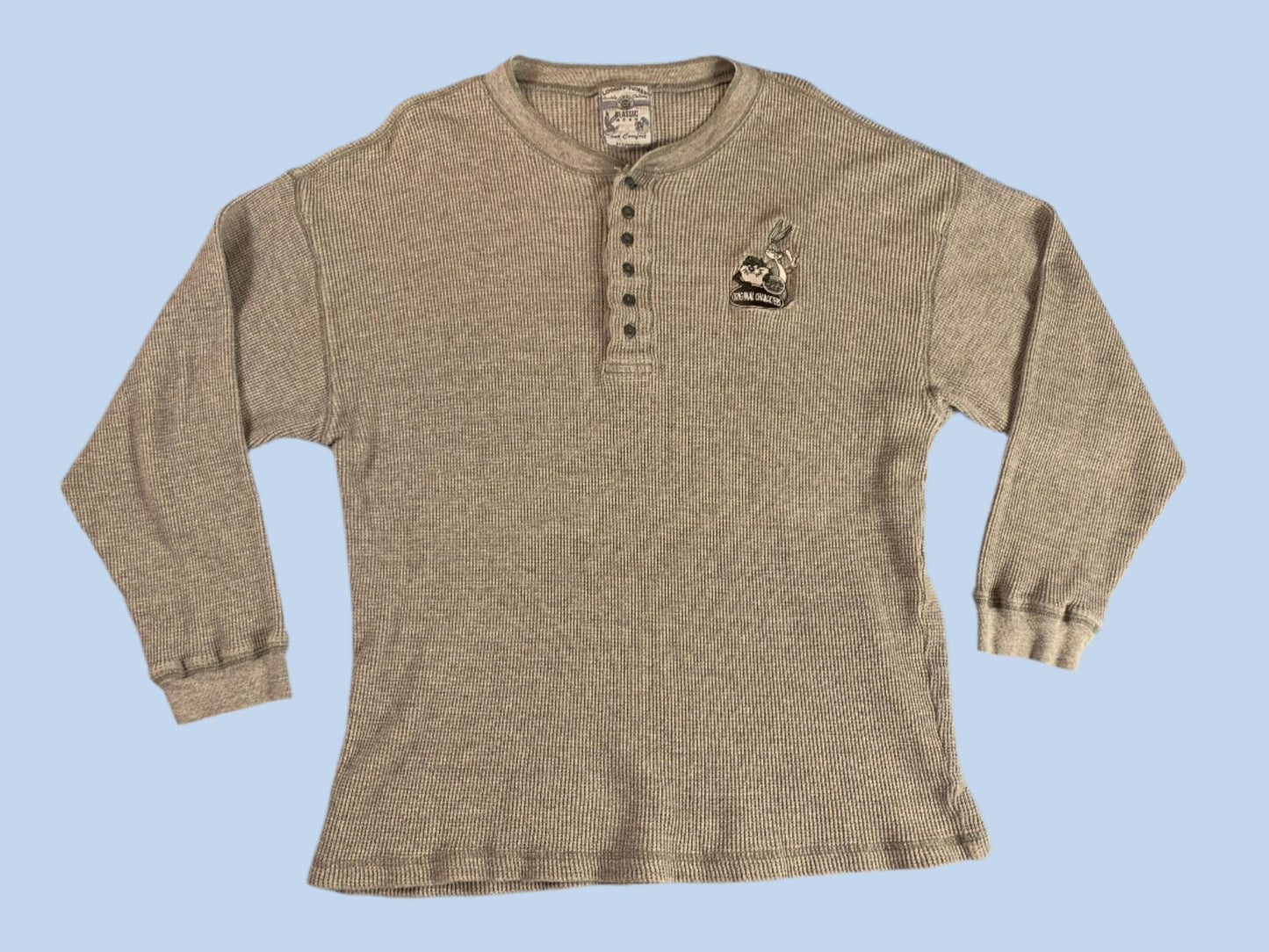 90s vintage Looney Toons henley - size L