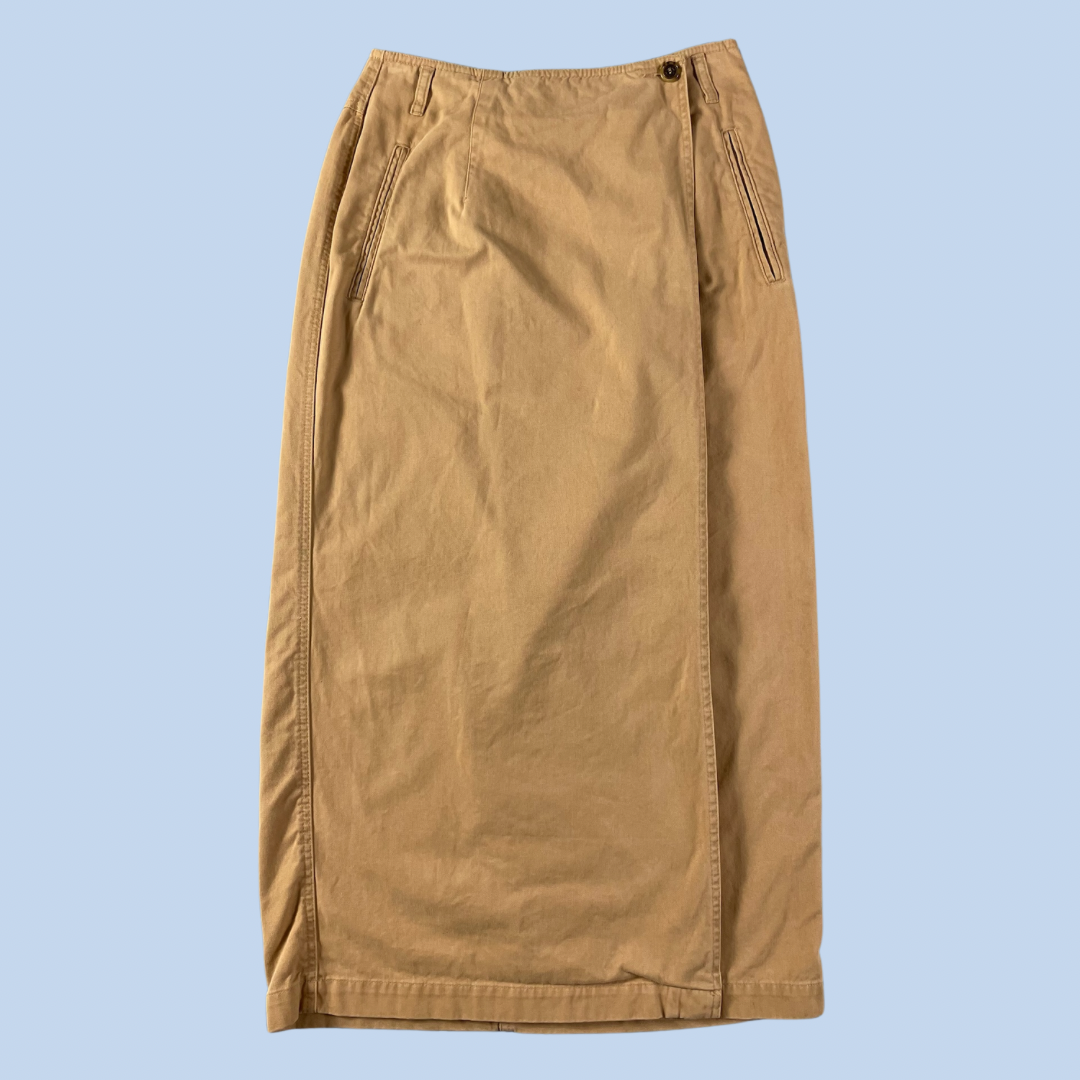80s vintage LizWear khaki wrap skirt - size S/M