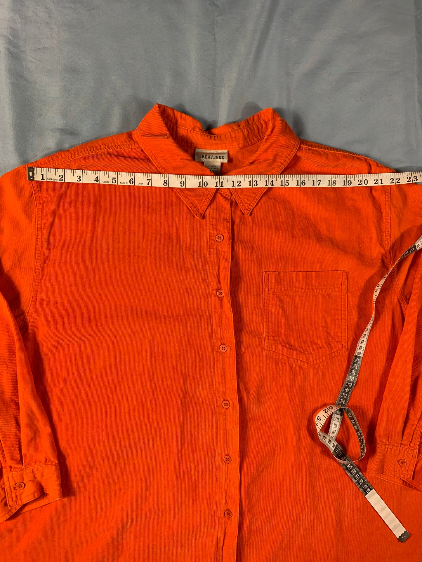 preloved bright orange button down top - size M/L