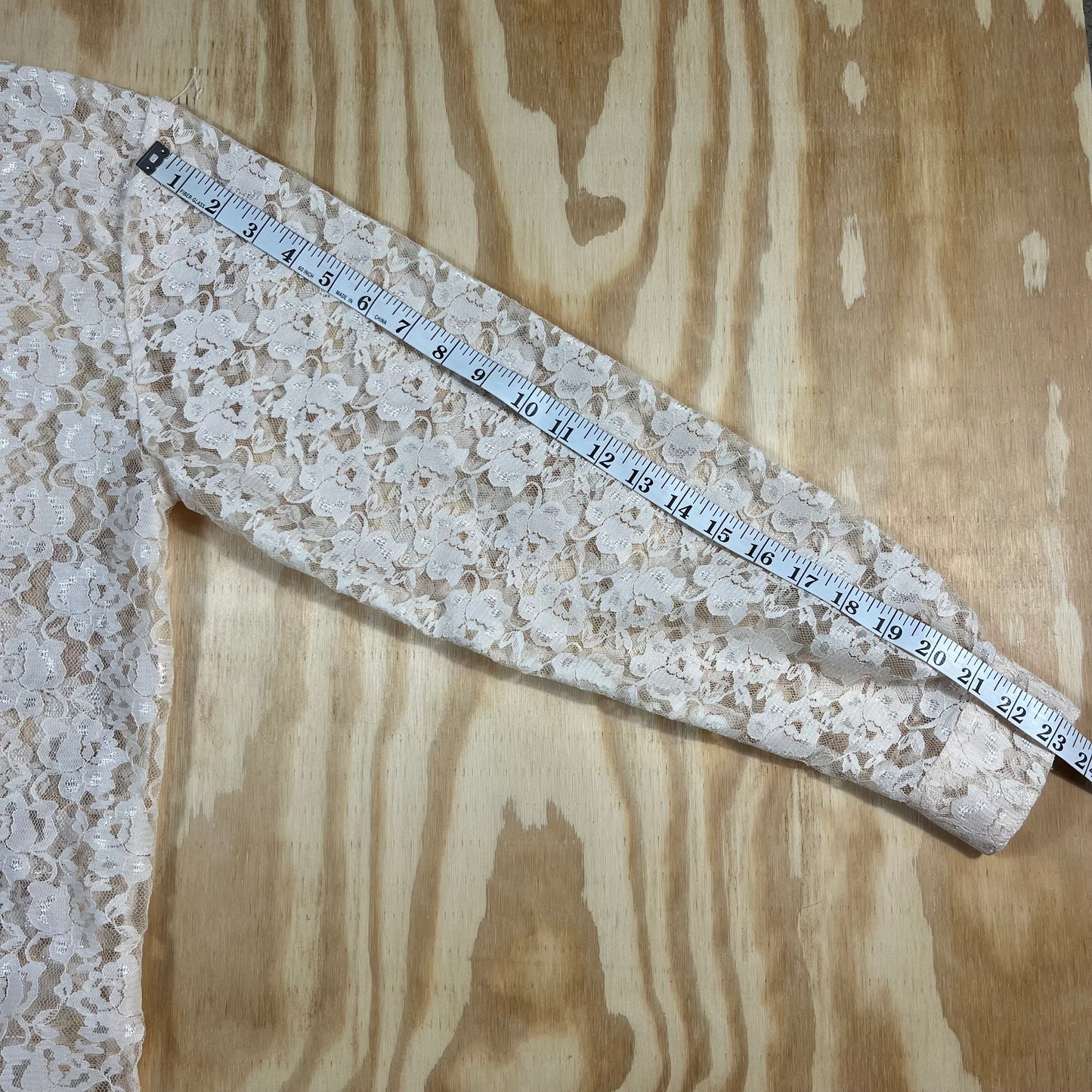 preloved cream floral sheer lace blouse - S/M