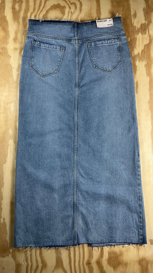 NWT kensie Retro Luxe raw hem split front denim maxi skirt - W10/M30