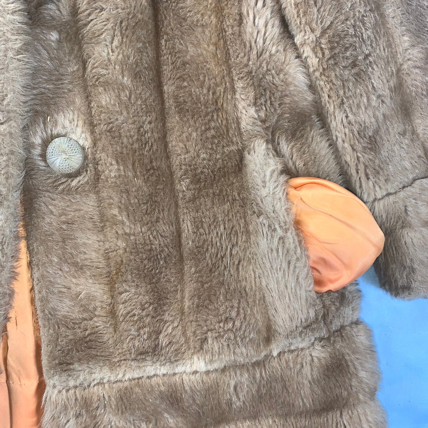 60s vintage faux fur teddy coat - size XS/S