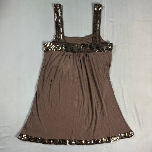 Y2K vintage Muah Chic taupe jersey sequin mini dress - XS/S