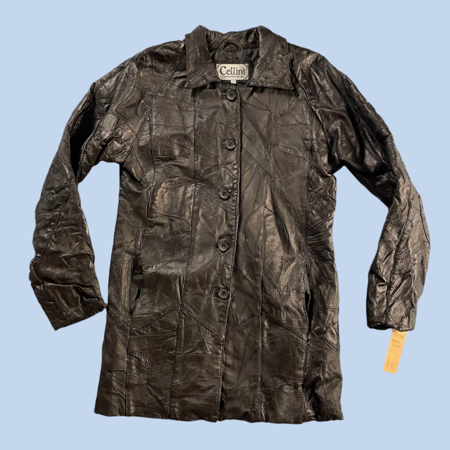 90s vintage leather coat - size L/XL