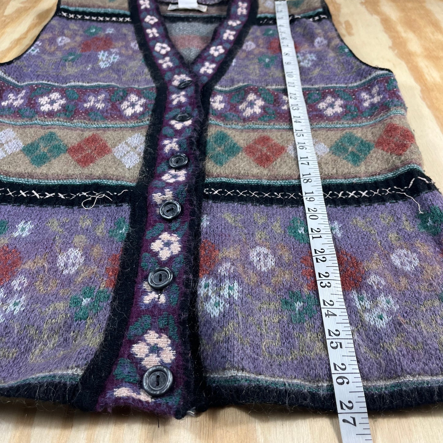 90s VTG Via Spina mohair wool floral vest - M/L