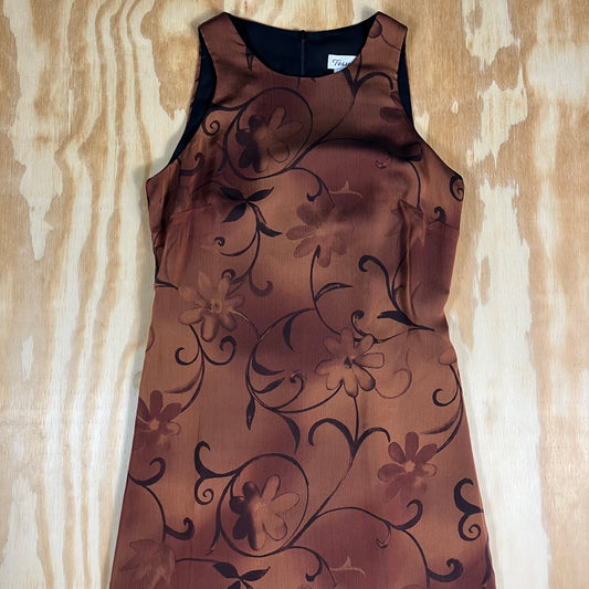90s VTG Tessuto floral double slit maxi dress - XXS/XS