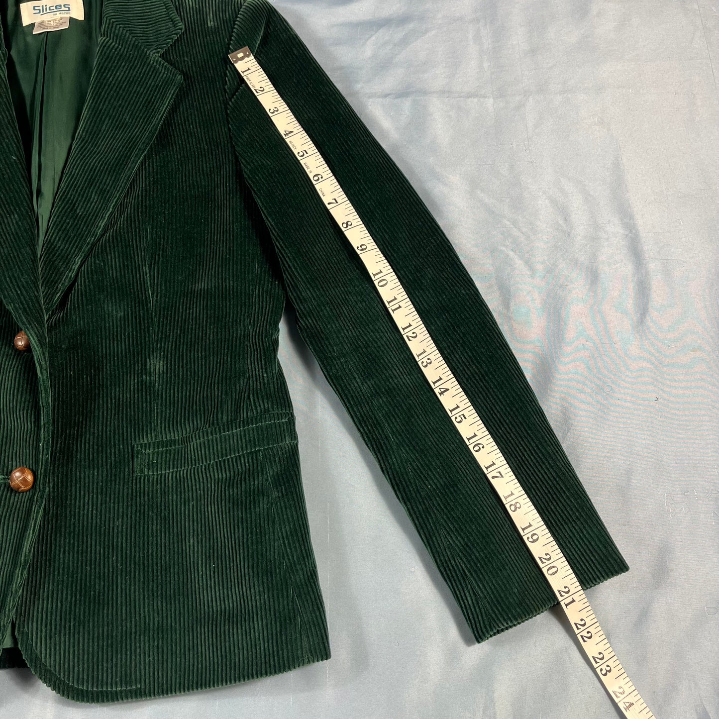 90s VTG Slices green corduroy blazer - size S