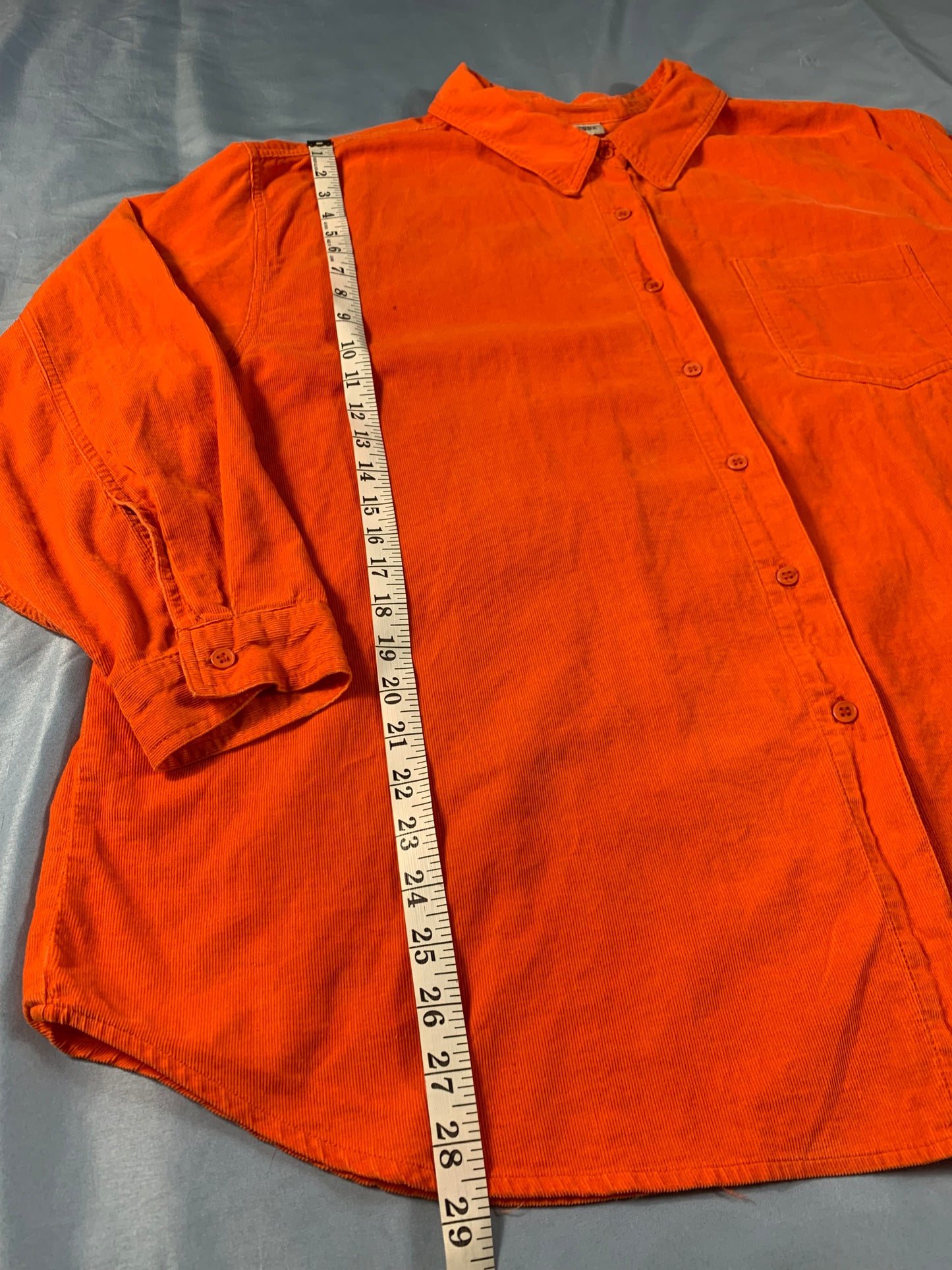 preloved bright orange button down top - size M/L