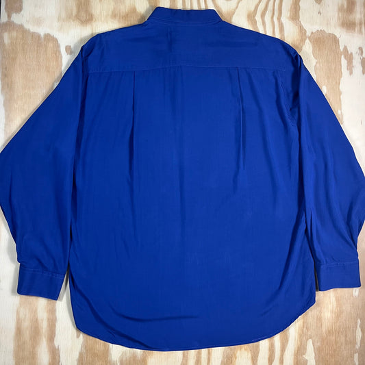 90s VTG Pronto Uomo Italian cobalt blue dress shirt - 1X/2X