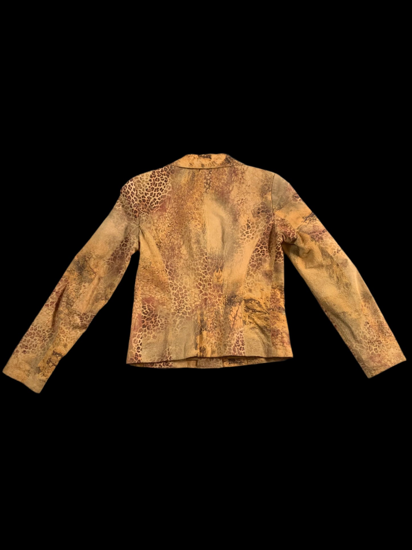 Brown patterned jacket on a gray background