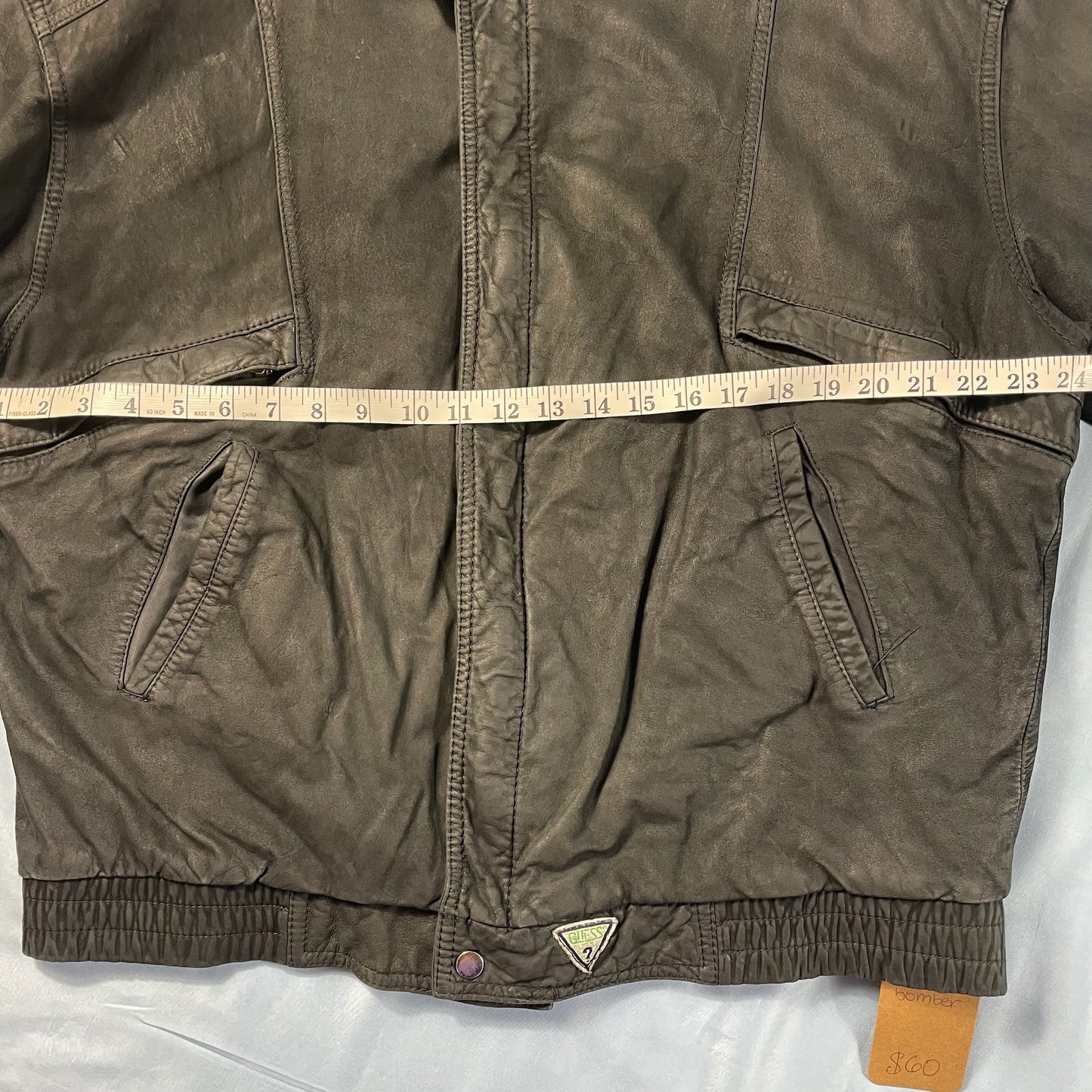 80s vintage Guess leather bomber jacket - size L/XL