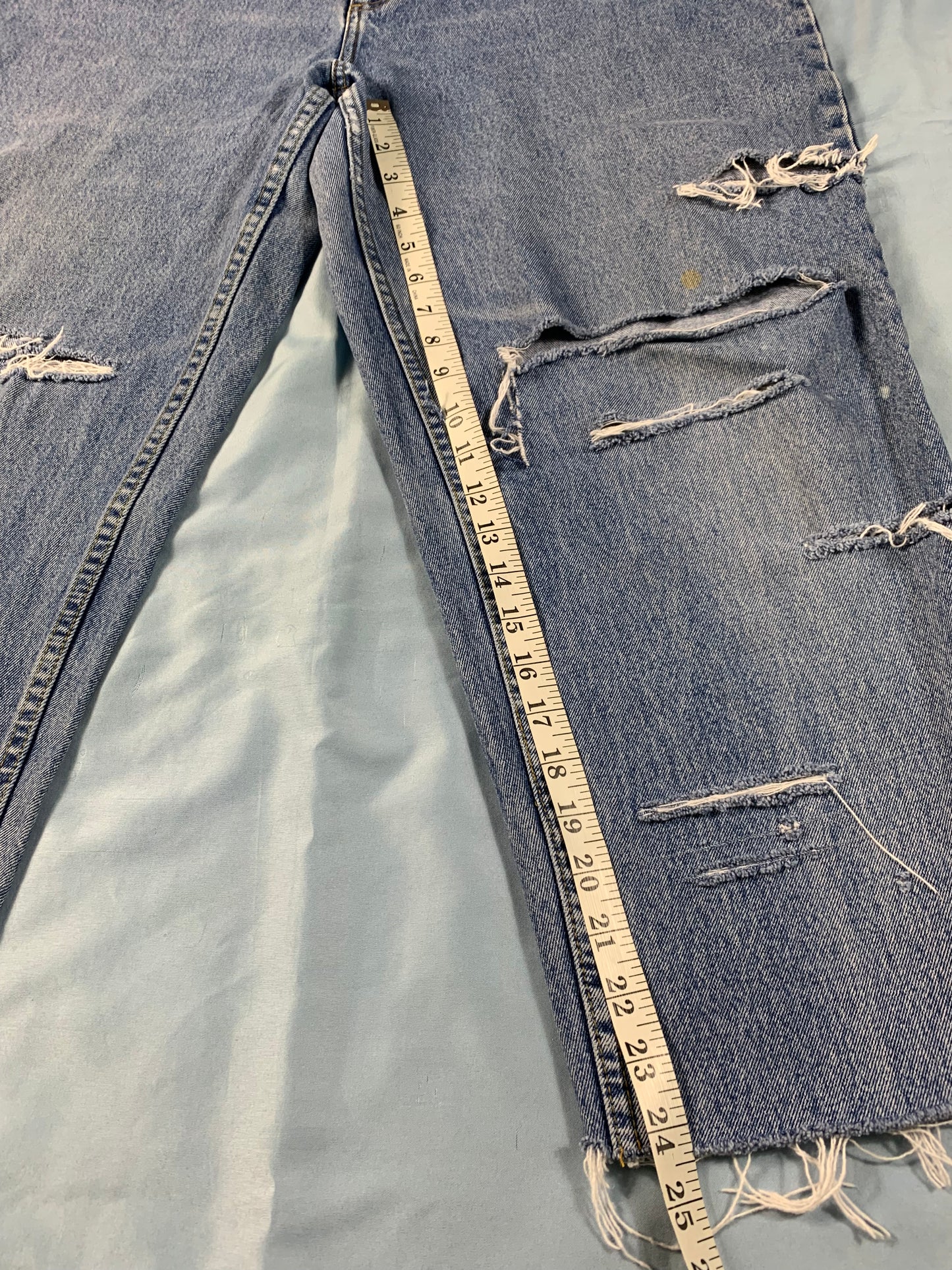 reworked distressed capri jeans - size 34