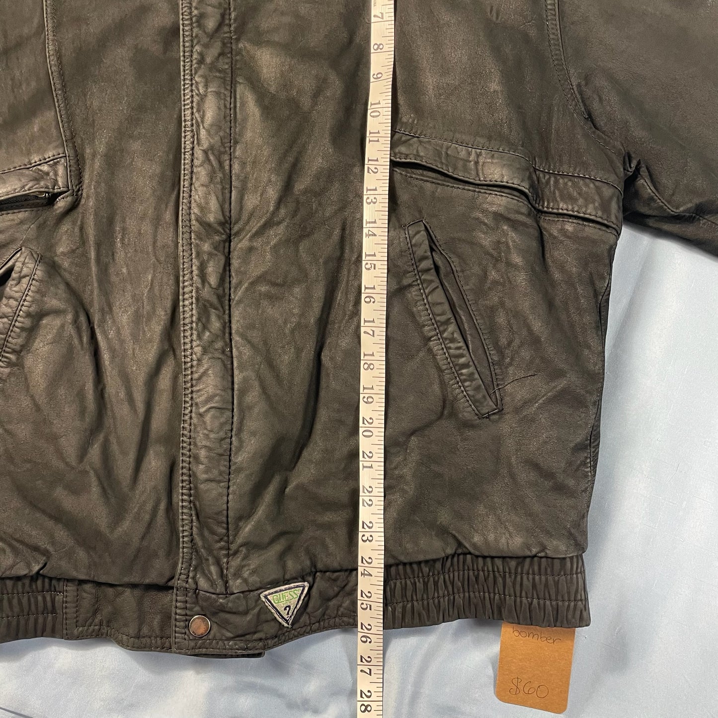 80s vintage Guess leather bomber jacket - size L/XL