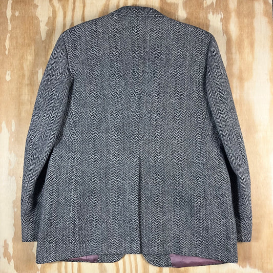 80s VTG Harris Tweed herringbone wool blazer - L/XL