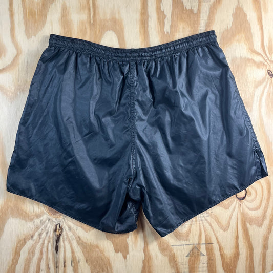 90s VTG Soffe Georgia Bulldogs black shiny nylon running shorts - L