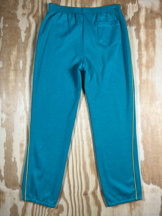 80s vintage peacock teal pintuck racing stripe joggers - S/M