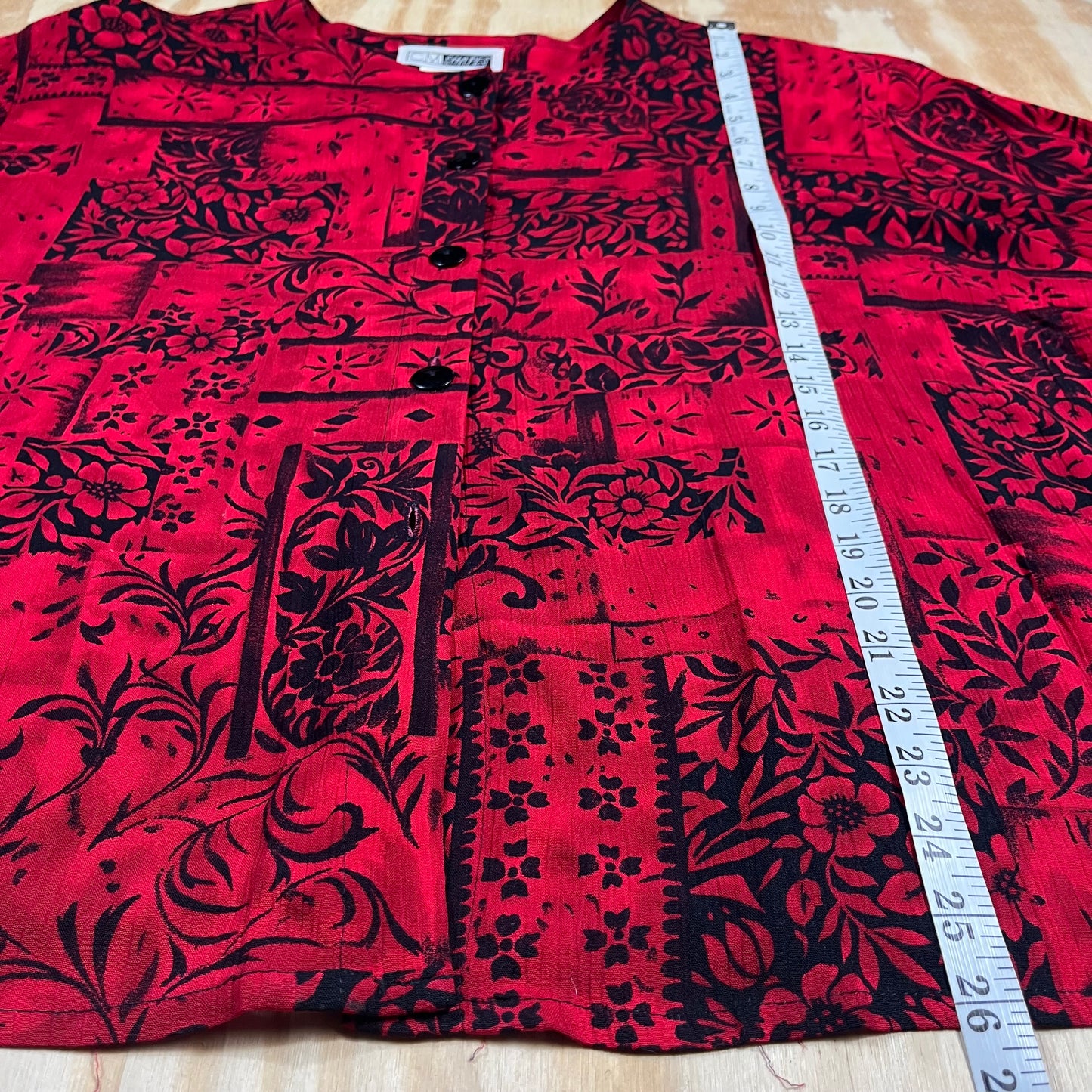 90s VTG oversized floral rayon top - 2X/3X