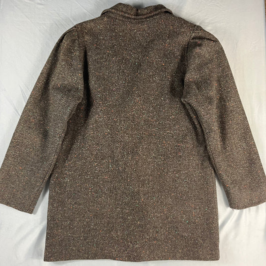 90s VTG Learsi donegal herringbone wool coat - M/L