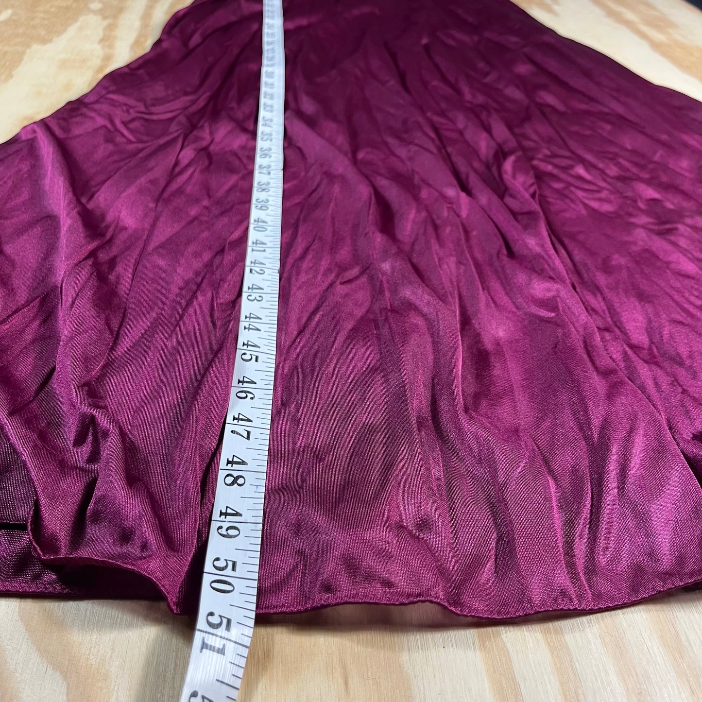 80s VTG G's plum liquid satin lace nightgown - XS/S