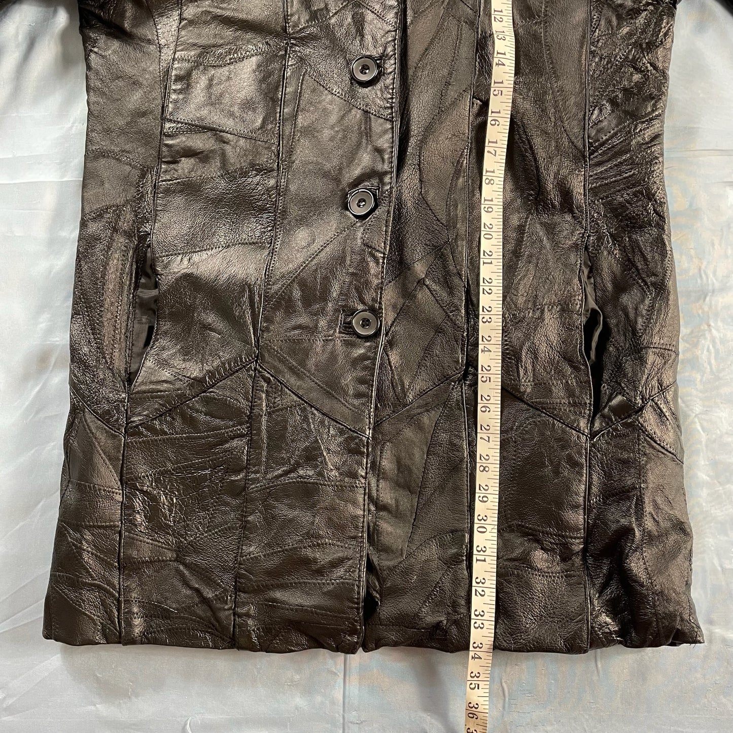 90s vintage leather coat - size L/XL