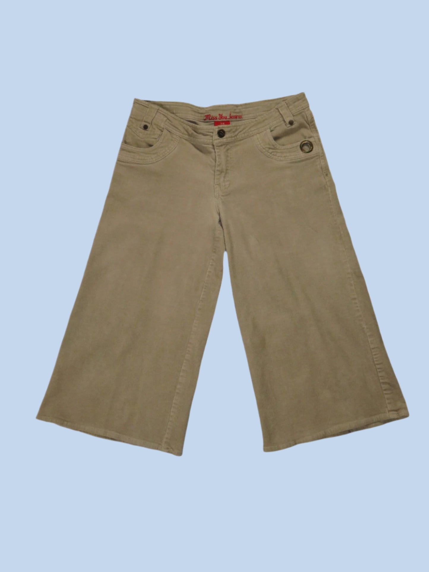 y2k vintage corduroy flare capri - size 7/8