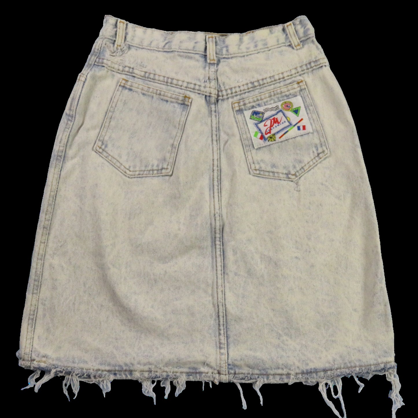 80s vintage jack mulqueen acid wash jean skirt - size XXS