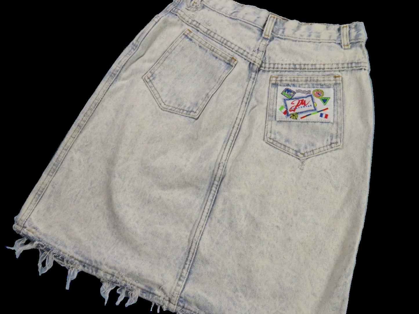 80s vintage jack mulqueen acid wash jean skirt - size XXS