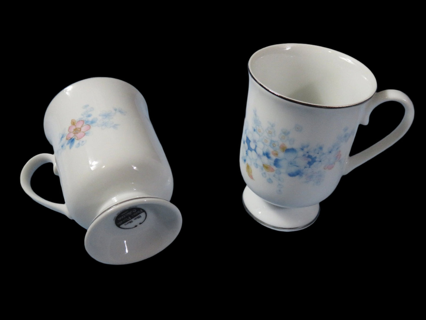 70s vintage floral porcelain tea cups - set of six