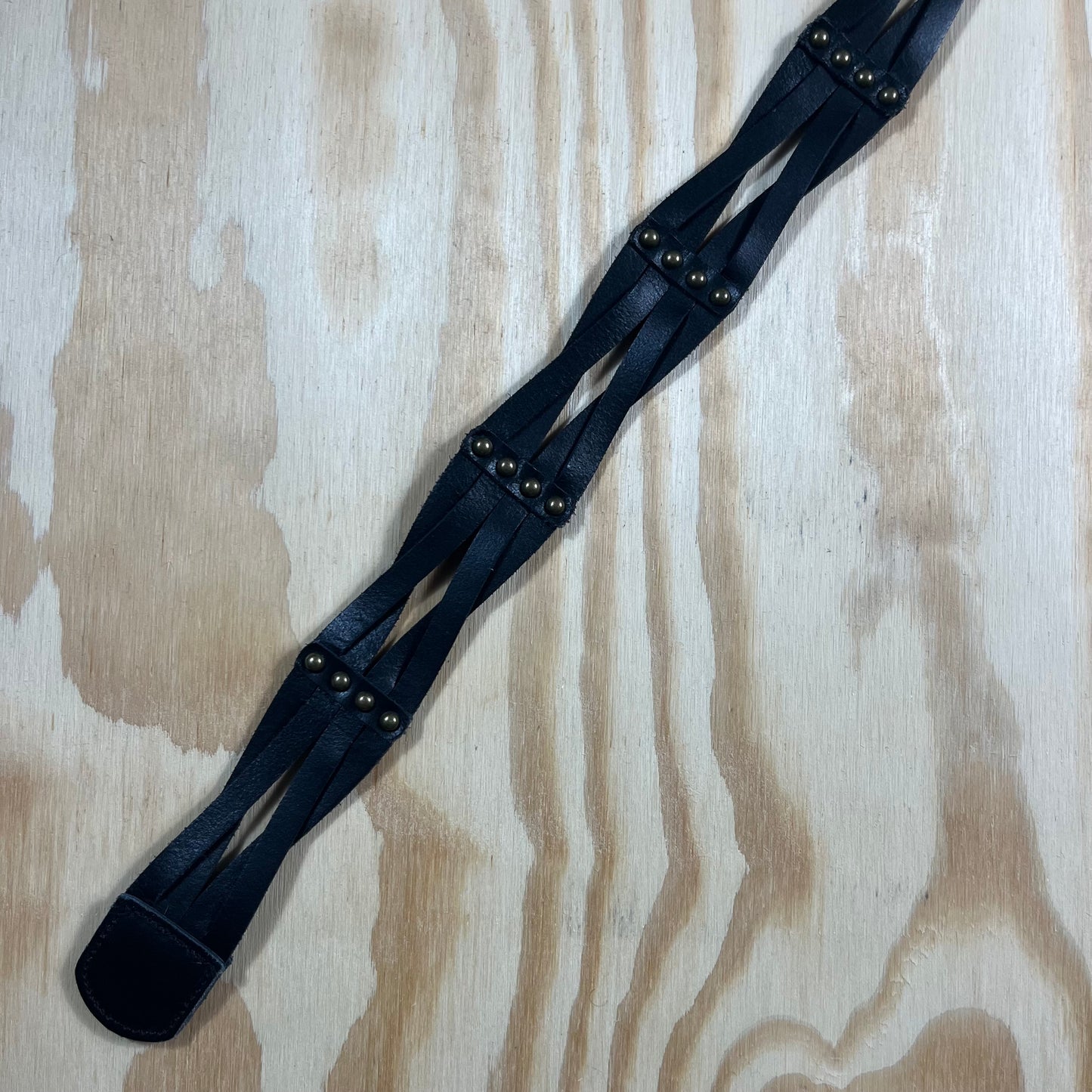 90s VTG studded braided leather belt - M/L