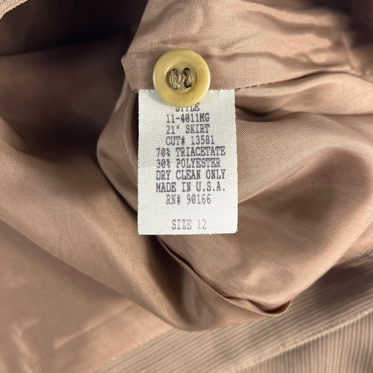 90s VTG Alex Garfield camel ribbed ottoman pencil skirt - 12 - WL/M31
