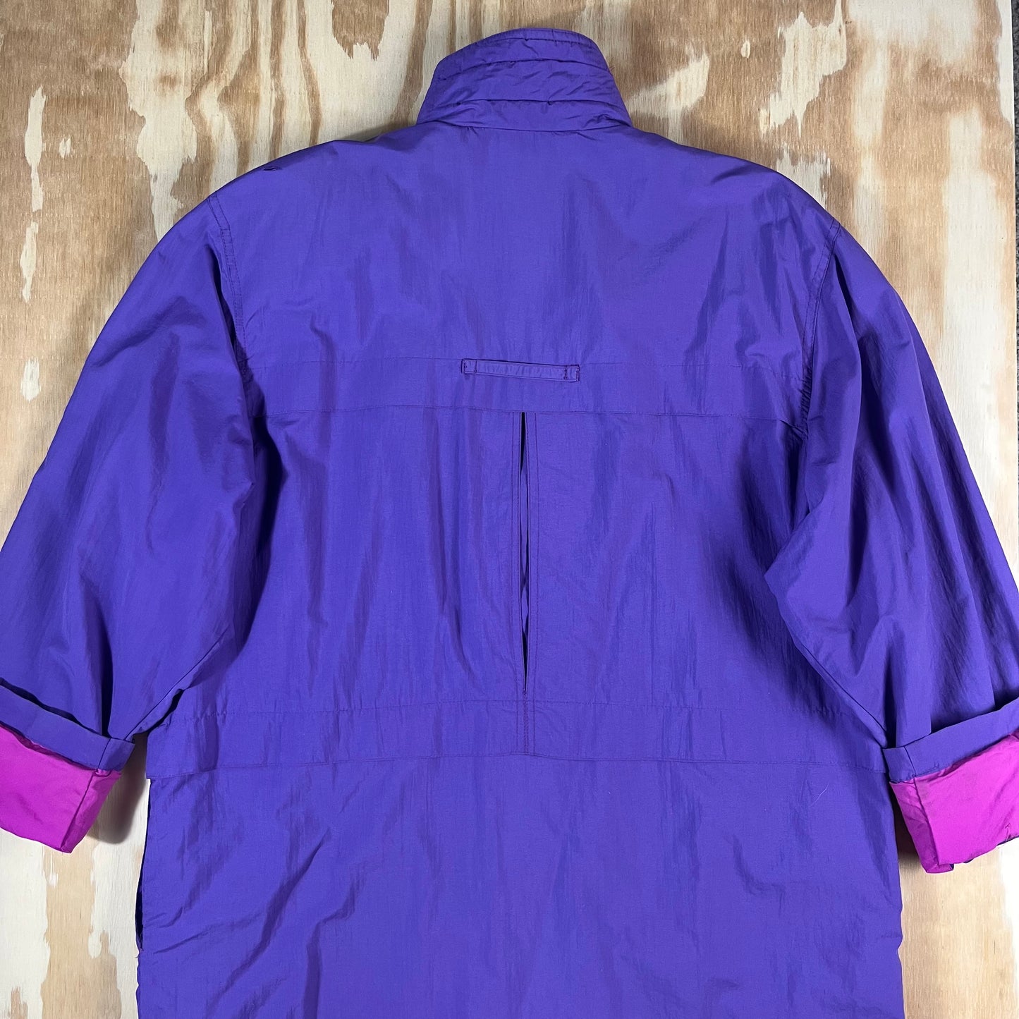 90s VTG purple nylon colorblock utility parka - L/XL