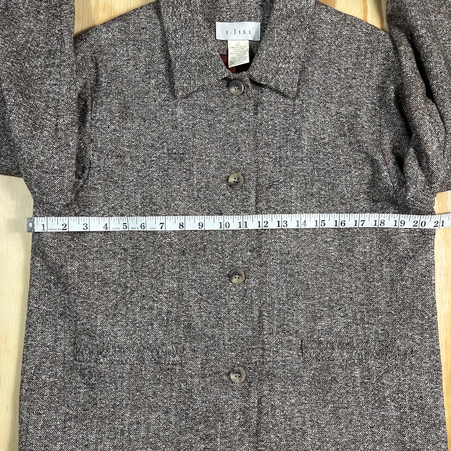 90s VTG J. Jill tweed contrast lined shacket jacket - 12 - WL/ML