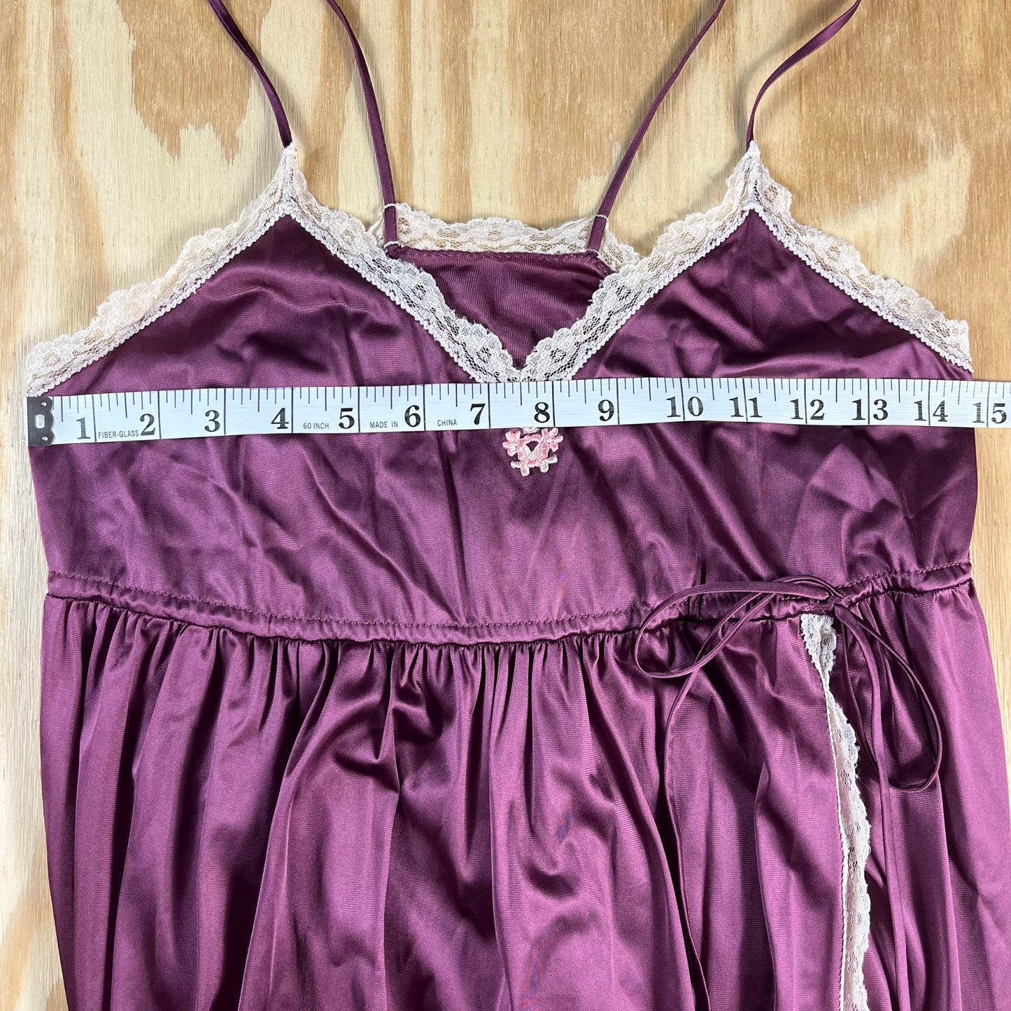 80s VTG Vassarette Antron III plum lace slip - XS/S
