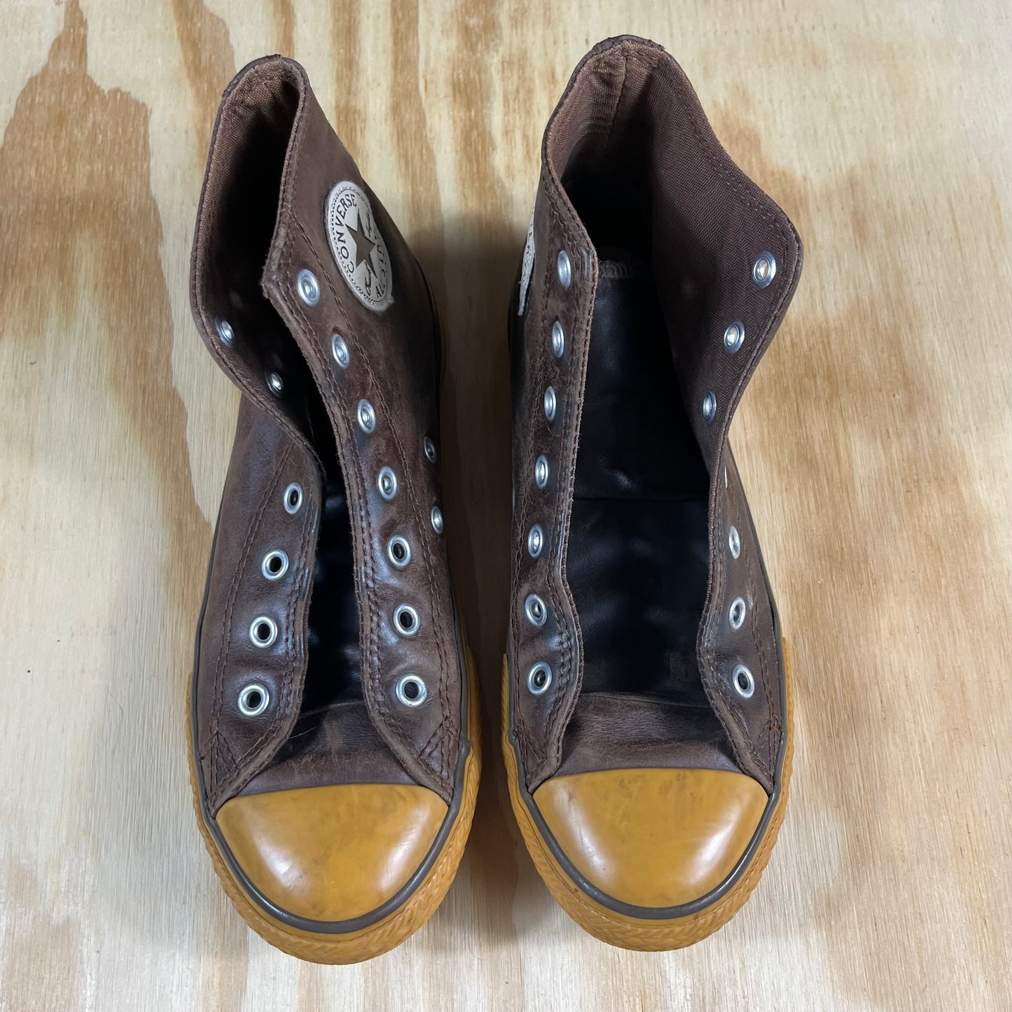 preloved Converse All Star brown leather high tops - 3Y/5W