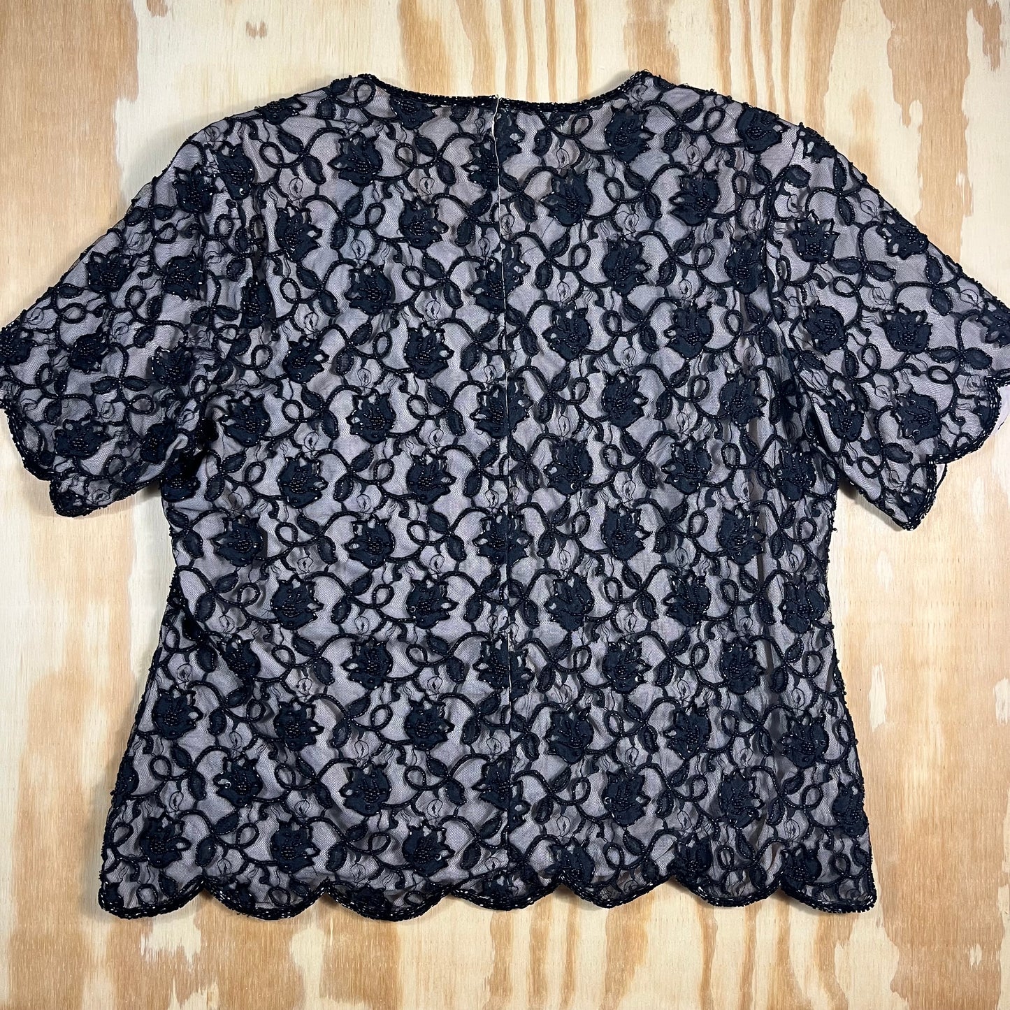 90s VTG Sténay Woman beaded floral lace evening top - 2X/3X