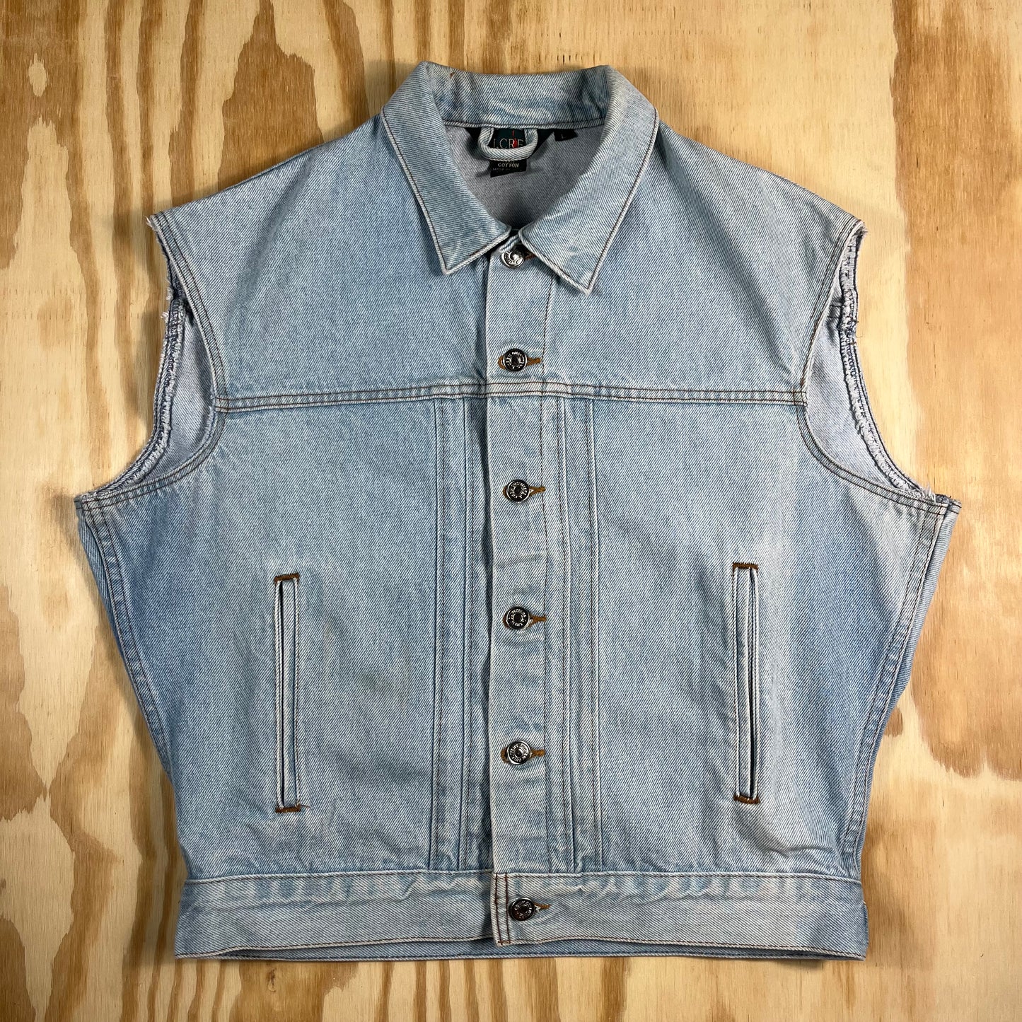90s VTG J. Crew light wash denim cutoff vest - M/L