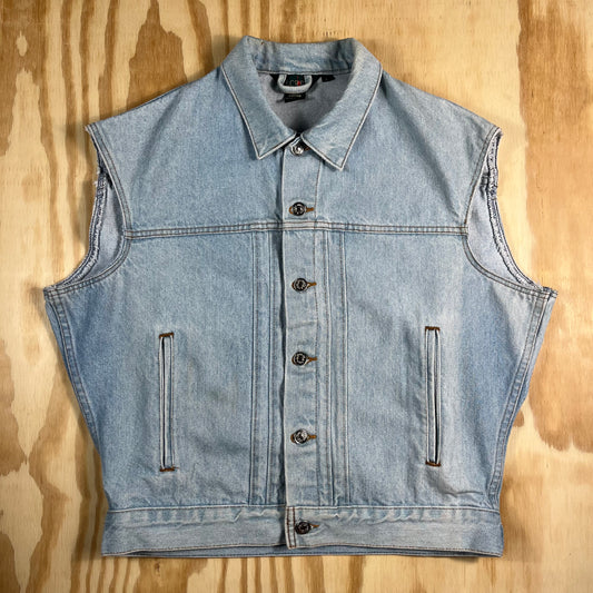 90s VTG J. Crew light wash denim cutoff vest - M/L