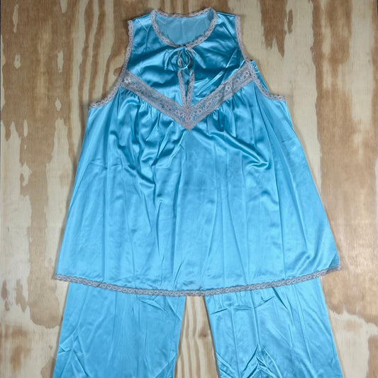 80s VTG Vanity Fair lace babydoll lounge set - S/M