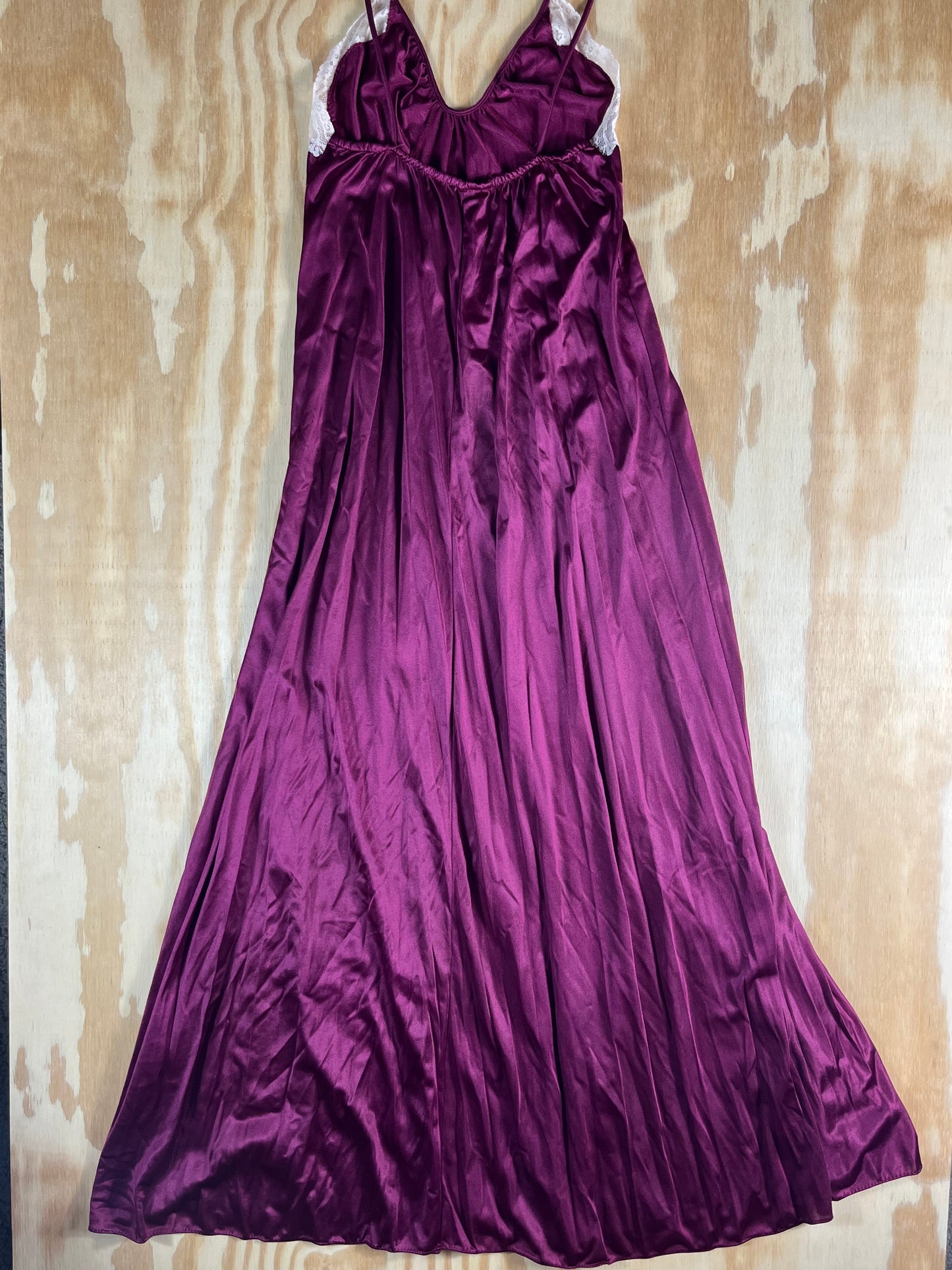 80s VTG G's plum liquid satin lace nightgown - XS/S