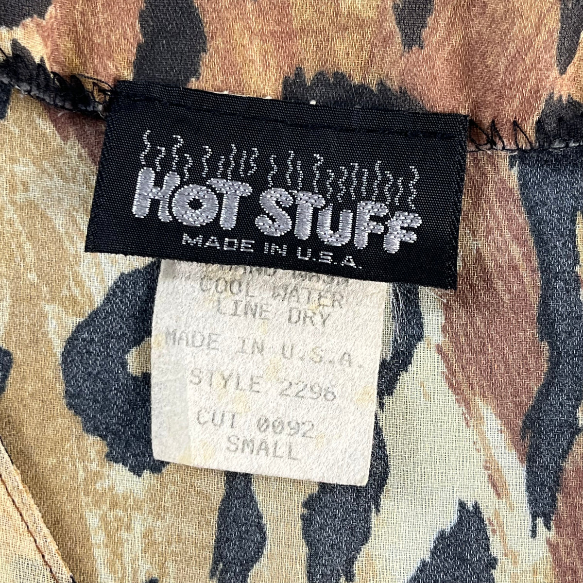 90s VTG HOT STUFF sheer leopard tiger tunic blouse - S/M