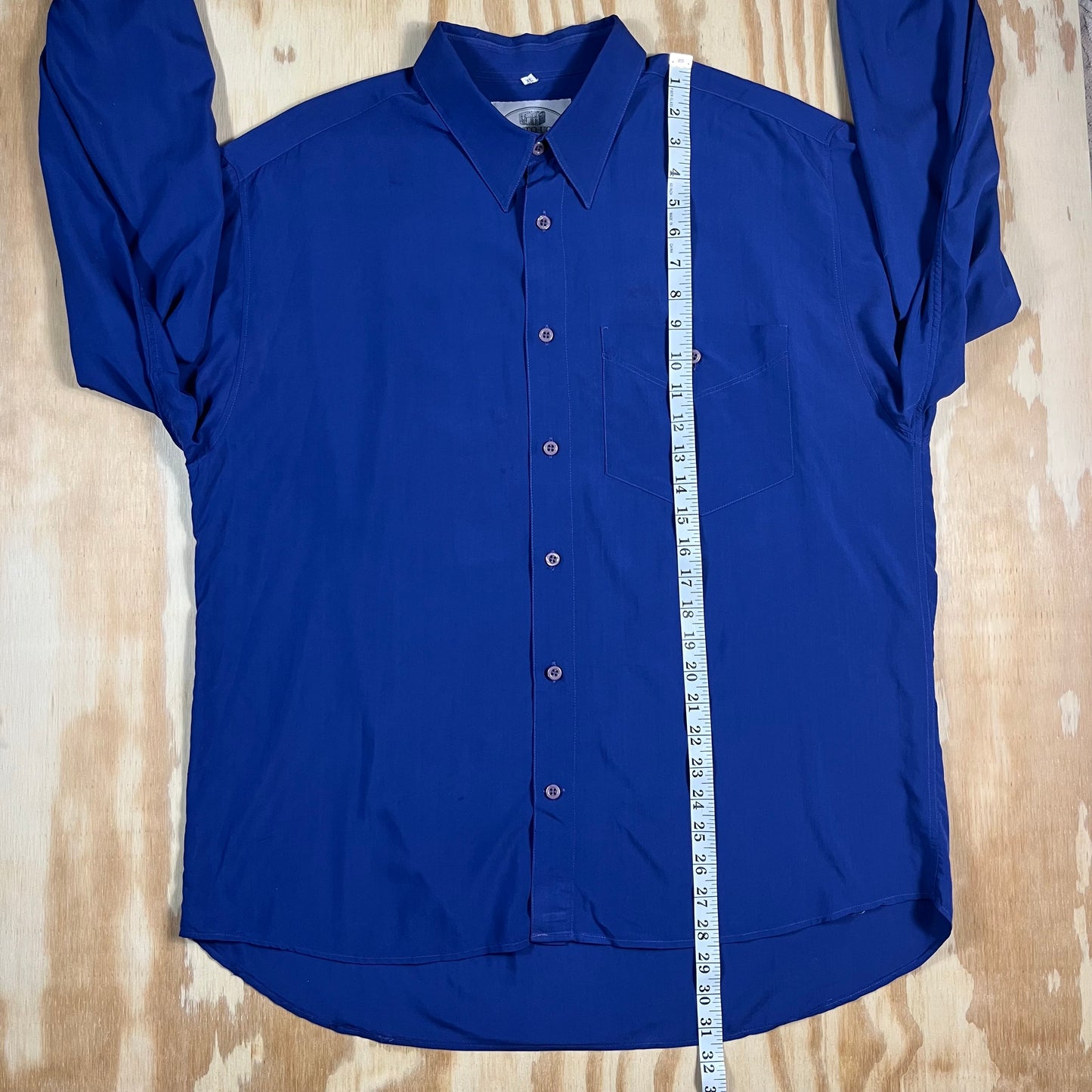 90s VTG Pronto Uomo Italian cobalt blue dress shirt - 1X/2X