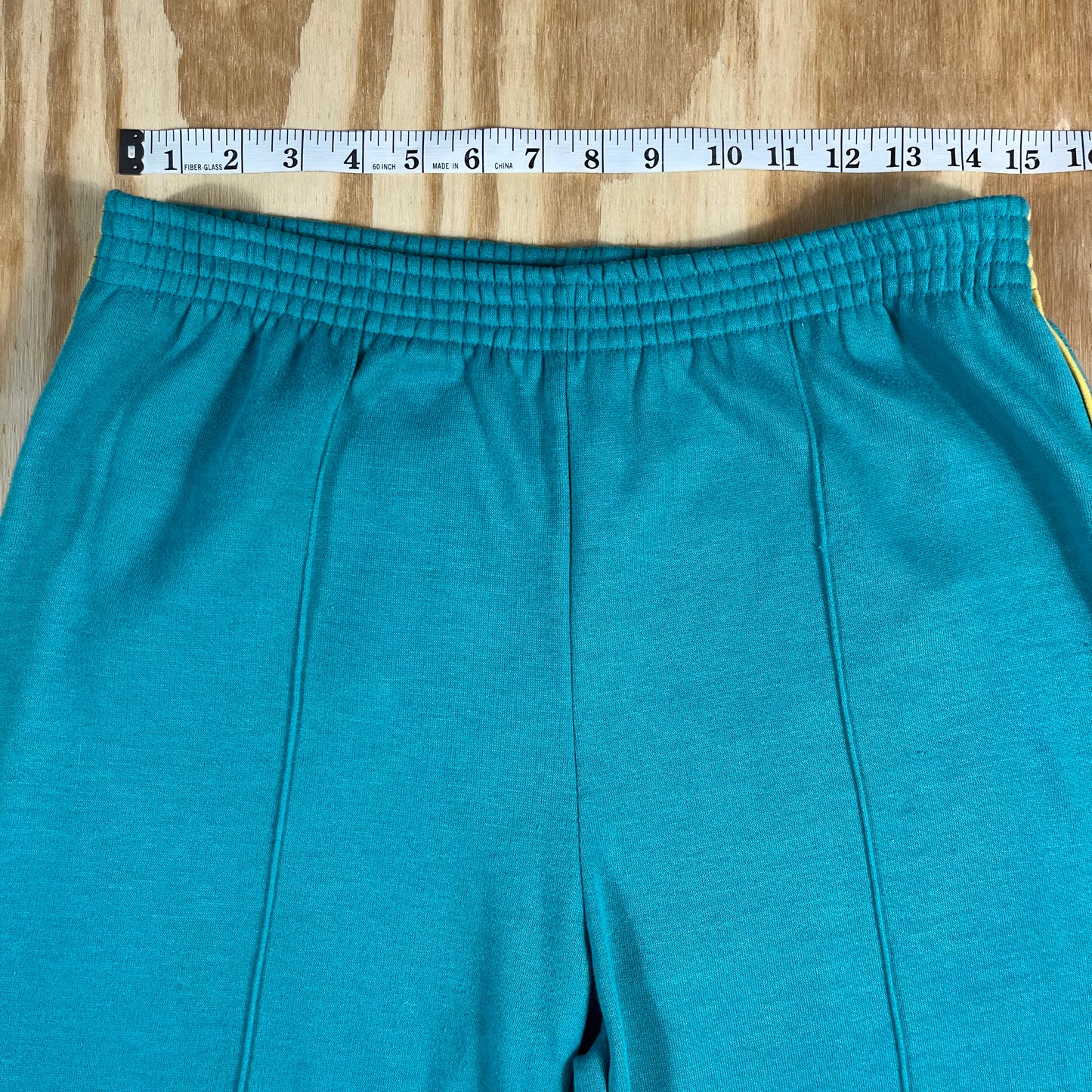 80s VTG teal pintuck racing stripe joggers - S/M