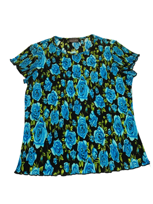 90s Y2K crinkle short sleeve top - size L/XL