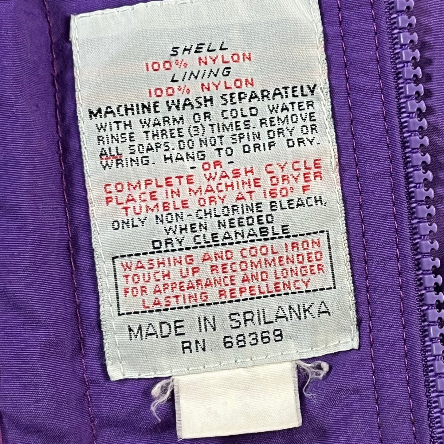 90s VTG purple nylon colorblock utility parka - L/XL