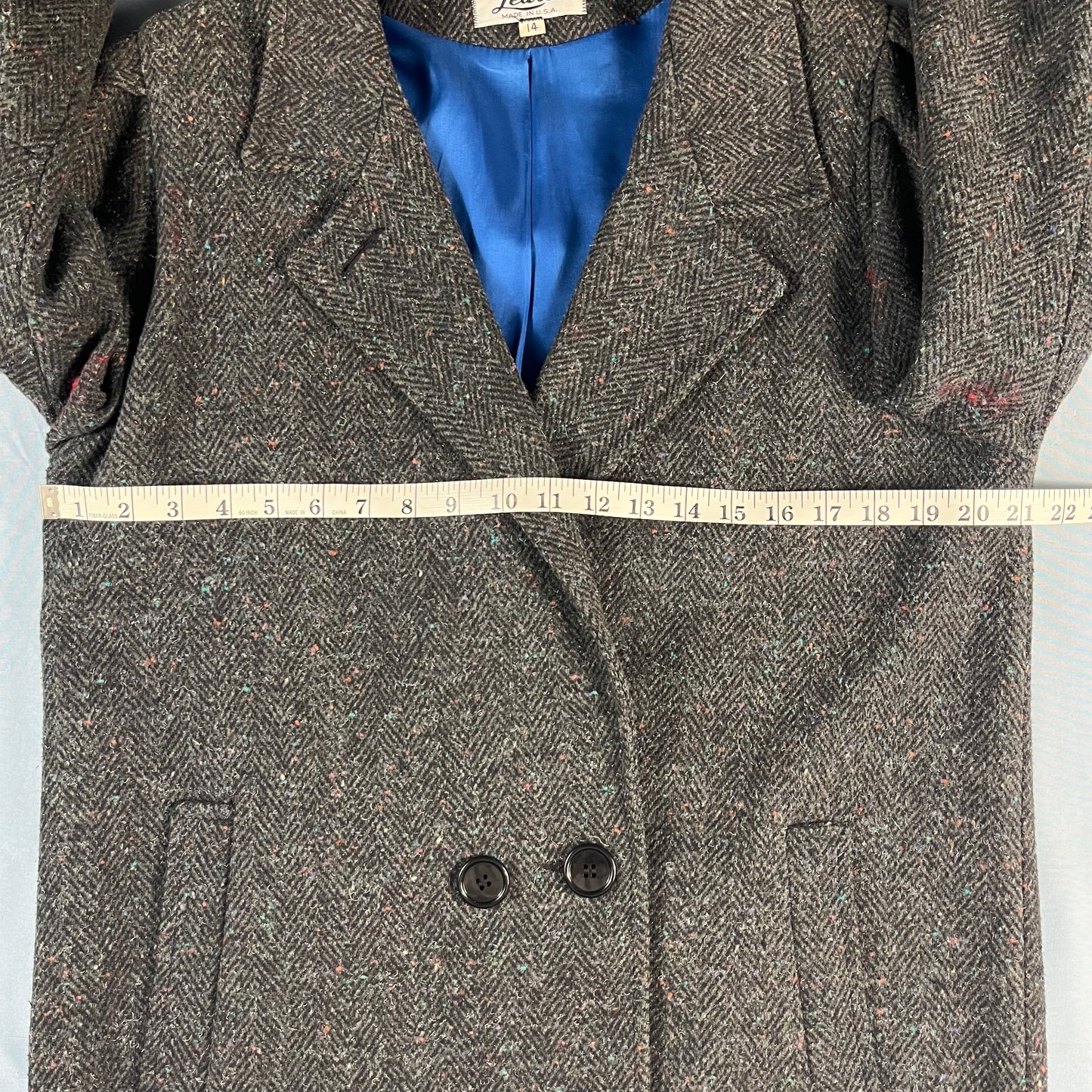 90s VTG Learsi donegal herringbone wool coat - M/L