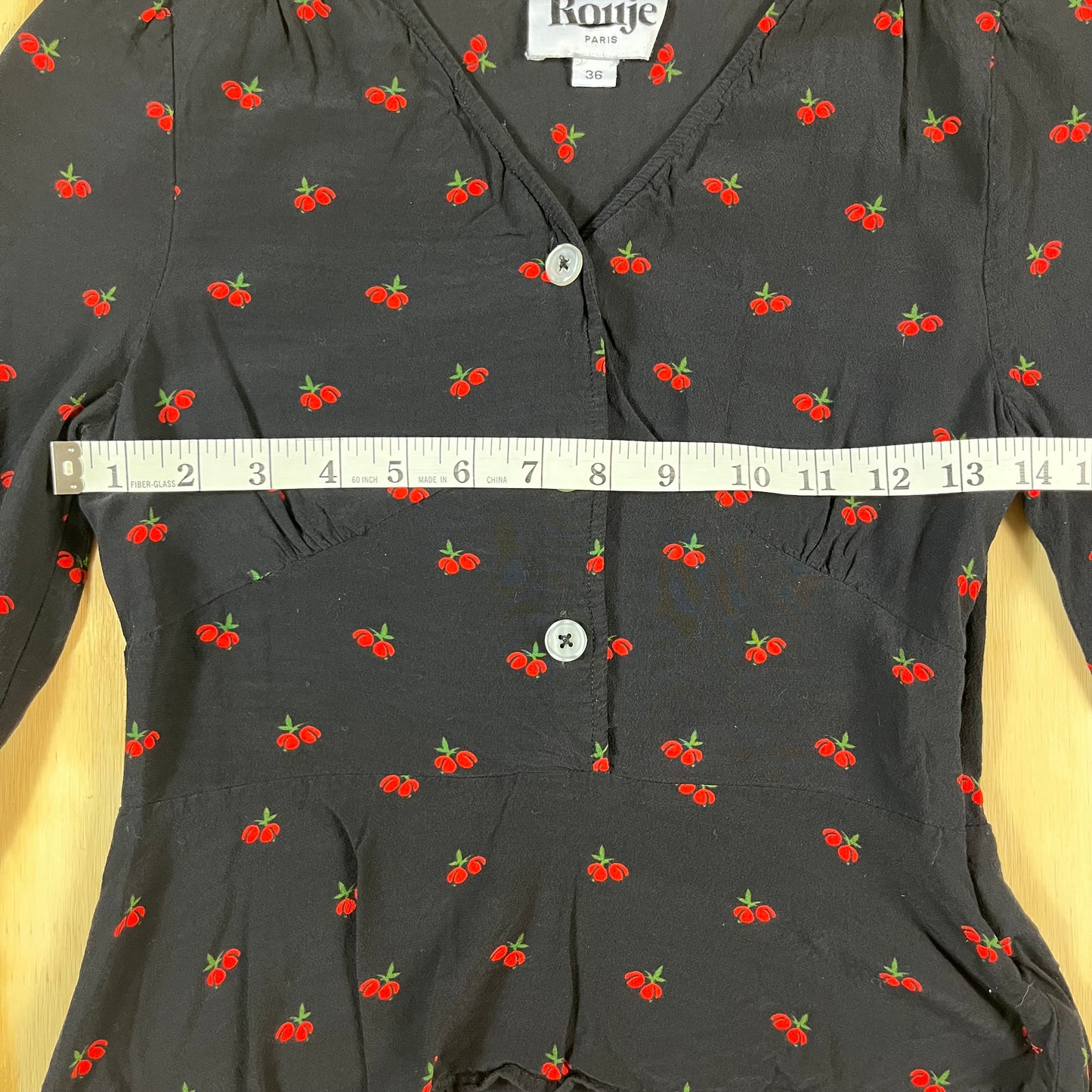 preloved Rouje Paris cherry print corset peplum top - XS/S